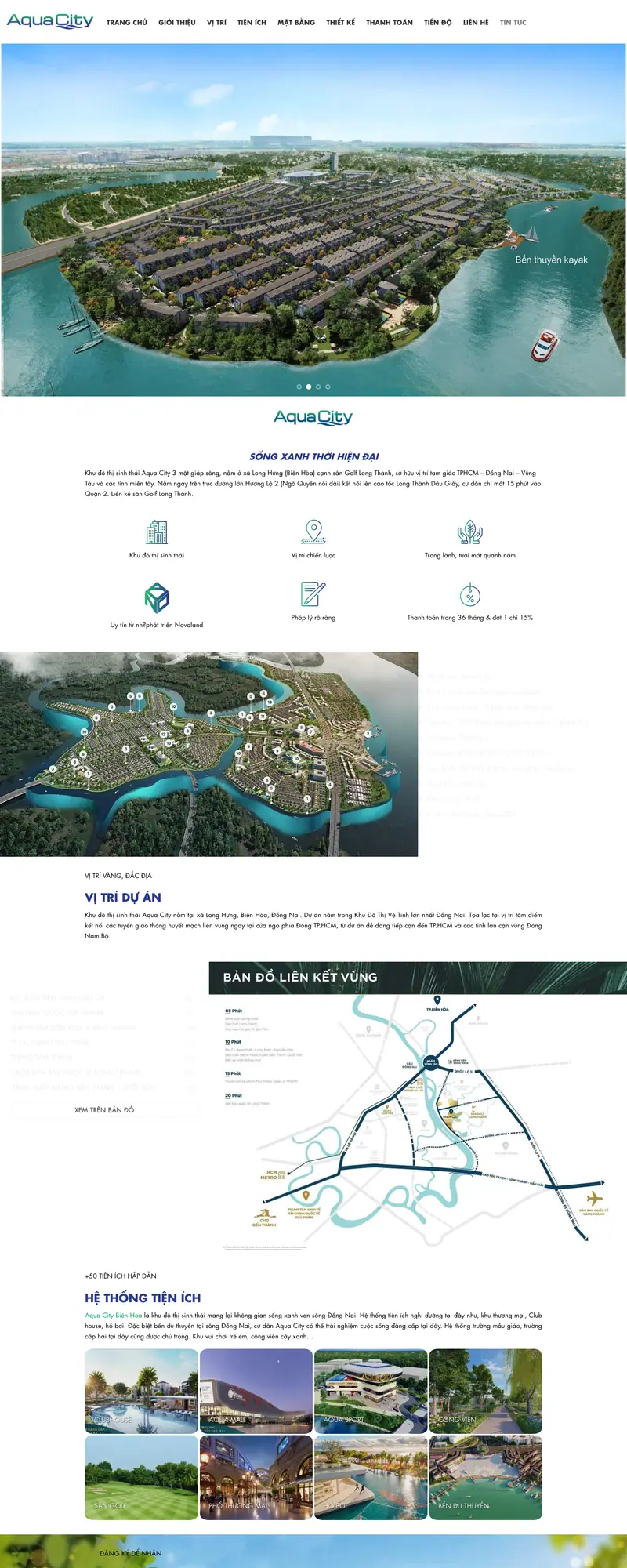Mẫu web landing page bất động sản aqua city