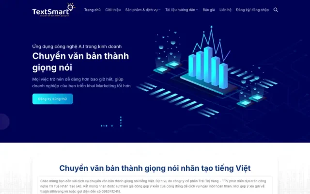 Mẫu web giới thiệu dịch vụ textsmart