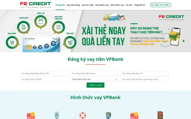 Mẫu web tín dụng vpbank
