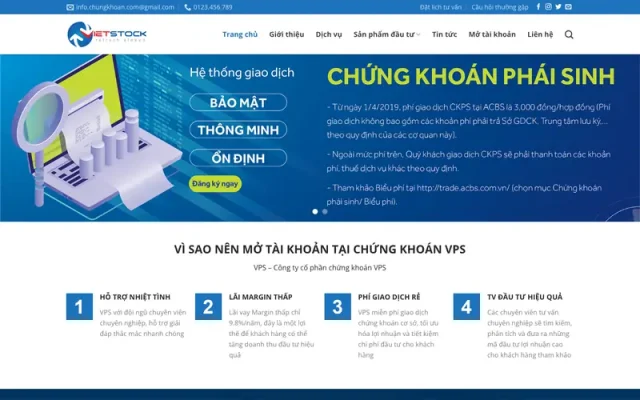 Mẫu web giới thiệu công ty chứng khoán