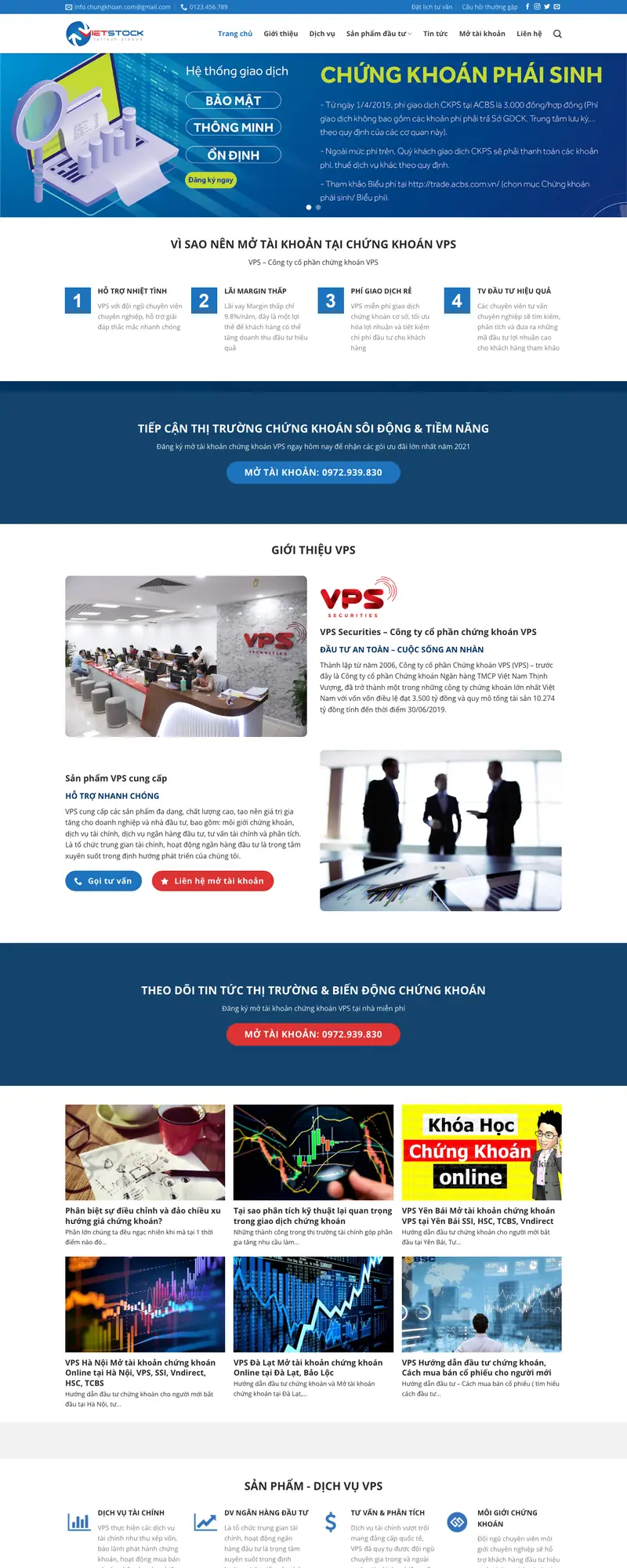 Mẫu web giới thiệu công ty chứng khoán