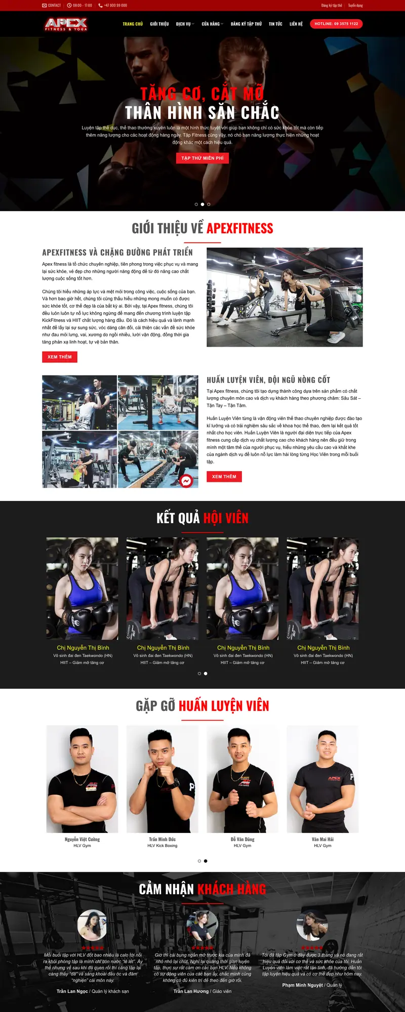 Mẫu web phòng tập gym