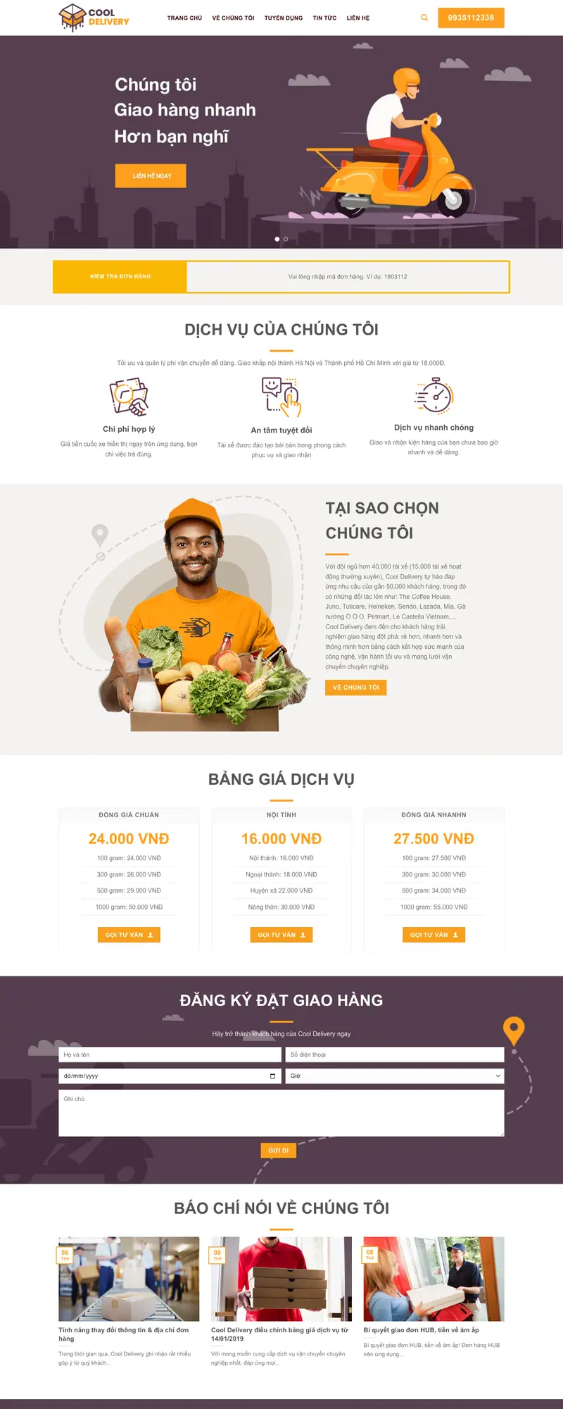 Mẫu web logictics vận chuyển – giao hàng
