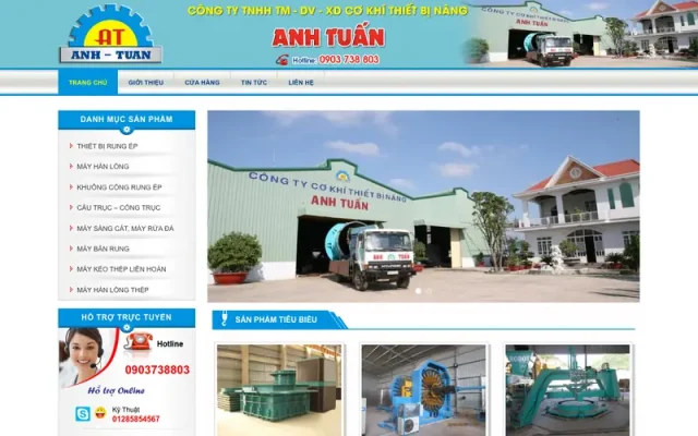 Mẫu web bán thiết bị cẩu trục