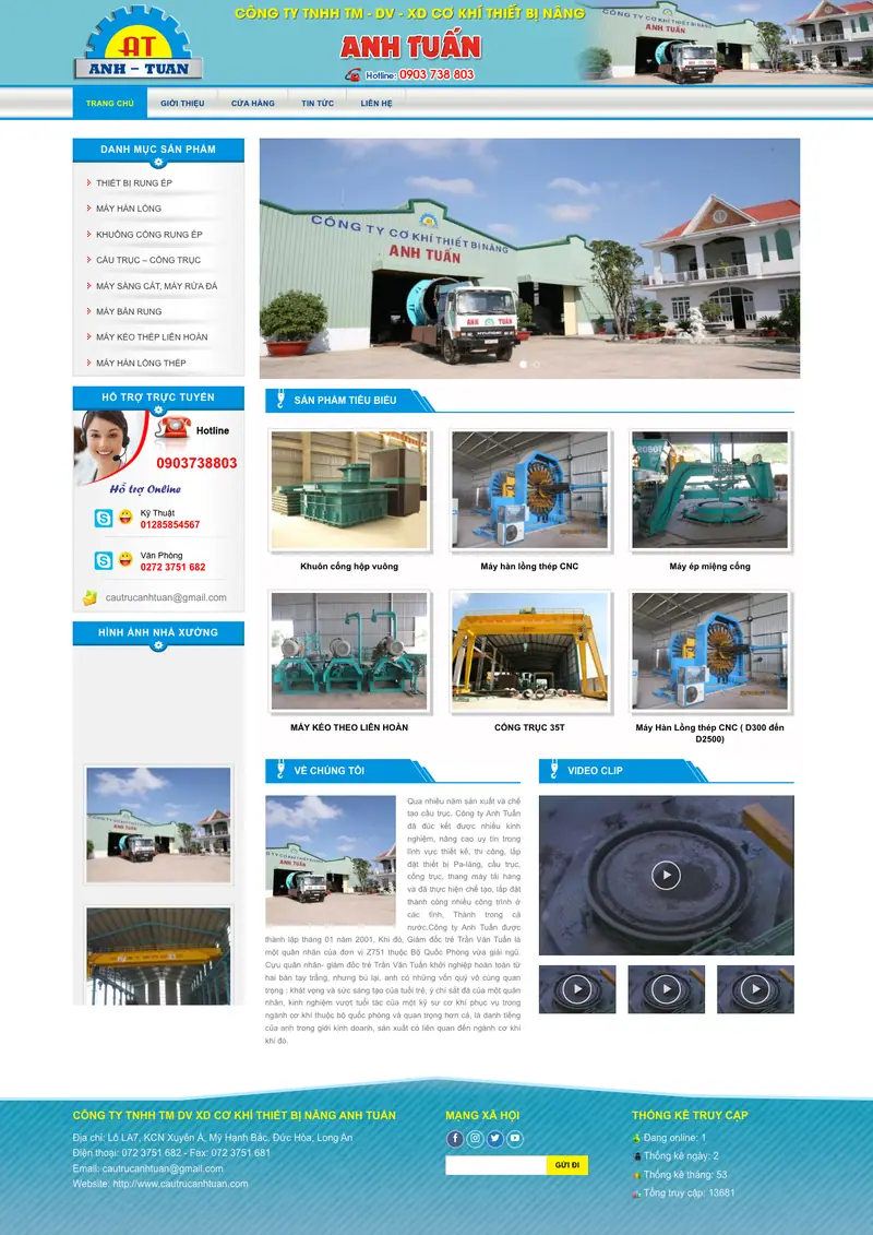 Mẫu web bán thiết bị cẩu trục