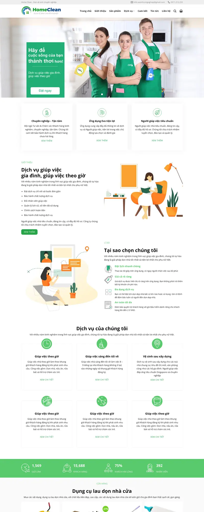 Mẫu web dịch vụ dọn nhà