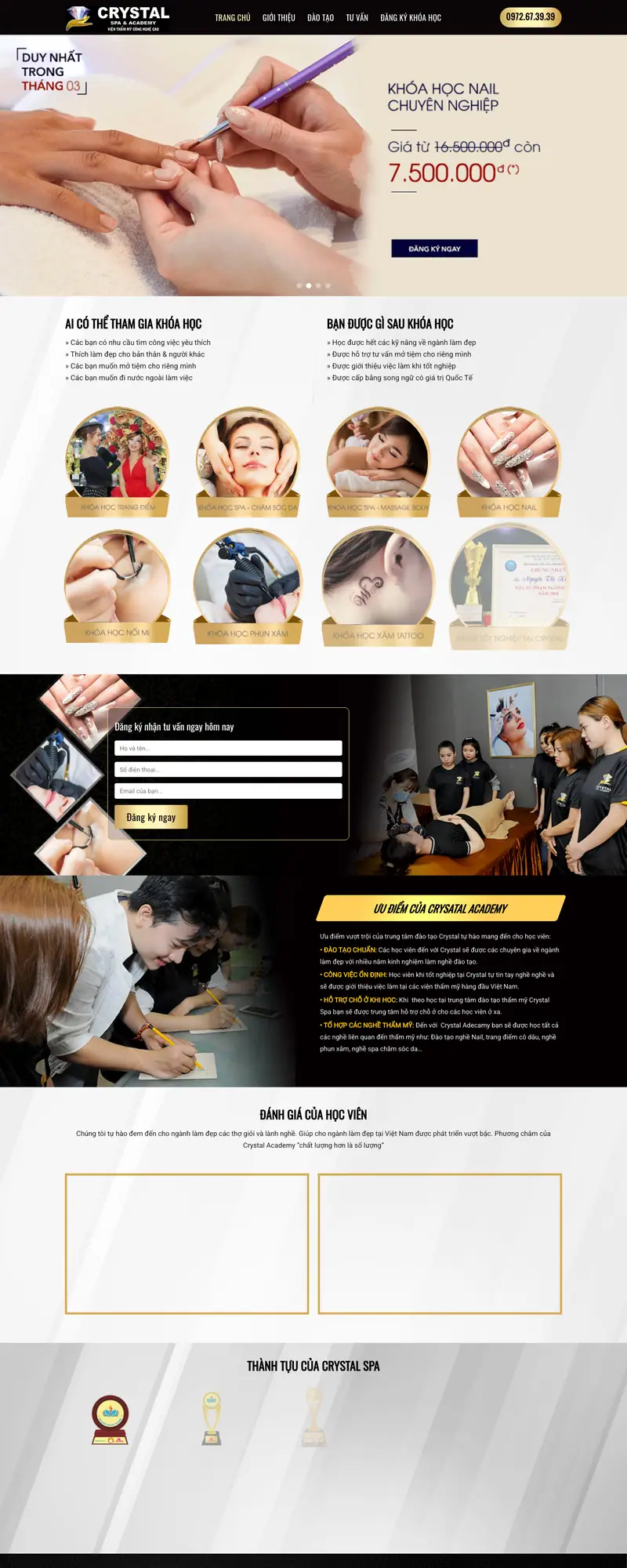 Mẫu web khóa học phun xăm