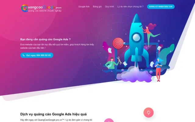 Mẫu web dịch vụ quảng cáo google ads