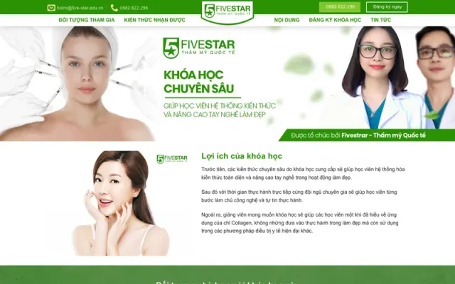 Mẫu web dạy thẩm mỹ