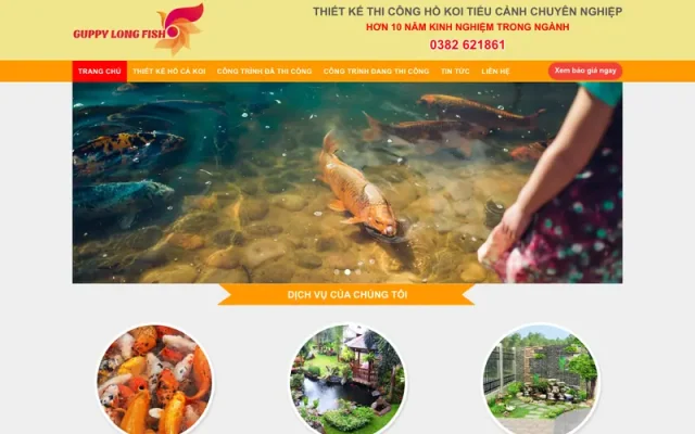 Mẫu web dịch vụ làm hồ cá koi