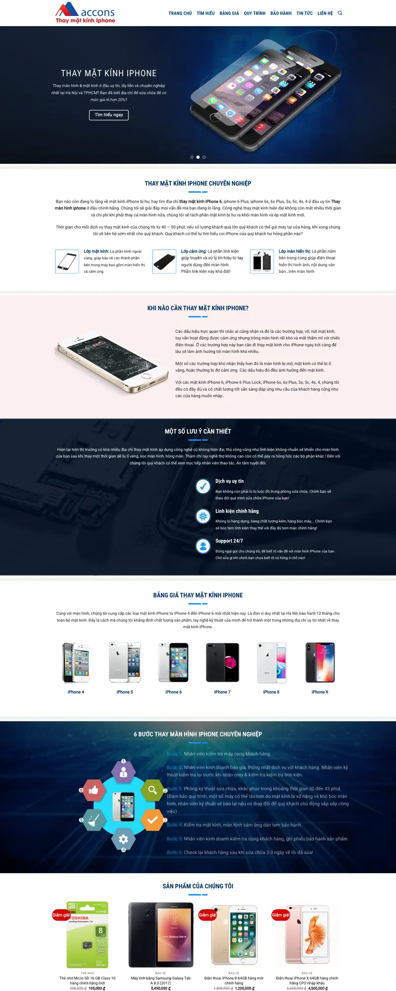 Mẫu web dịch vụ thay kính