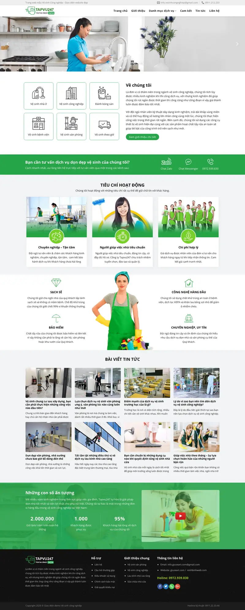 Mẫu web vệ sinh công nghiệp