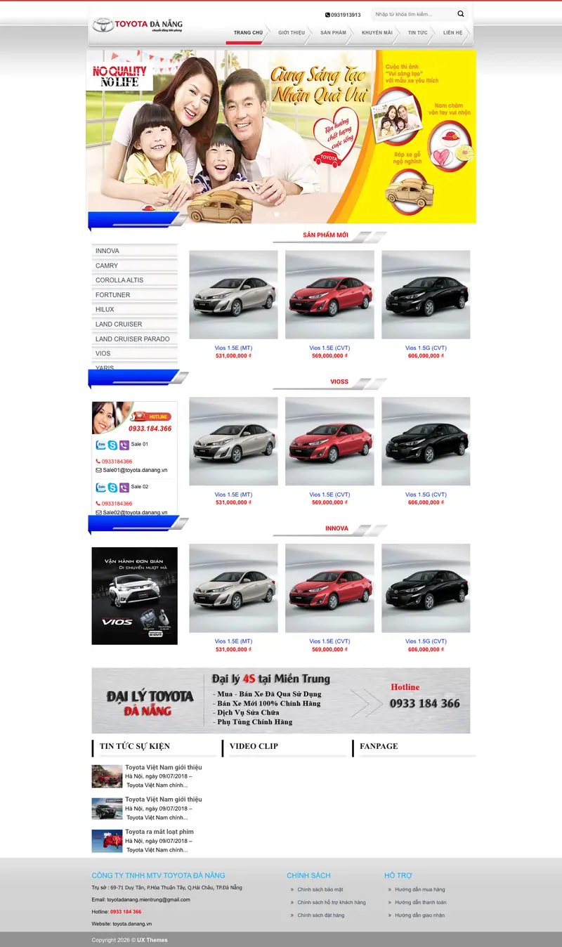 Mẫu web đại lý toyota