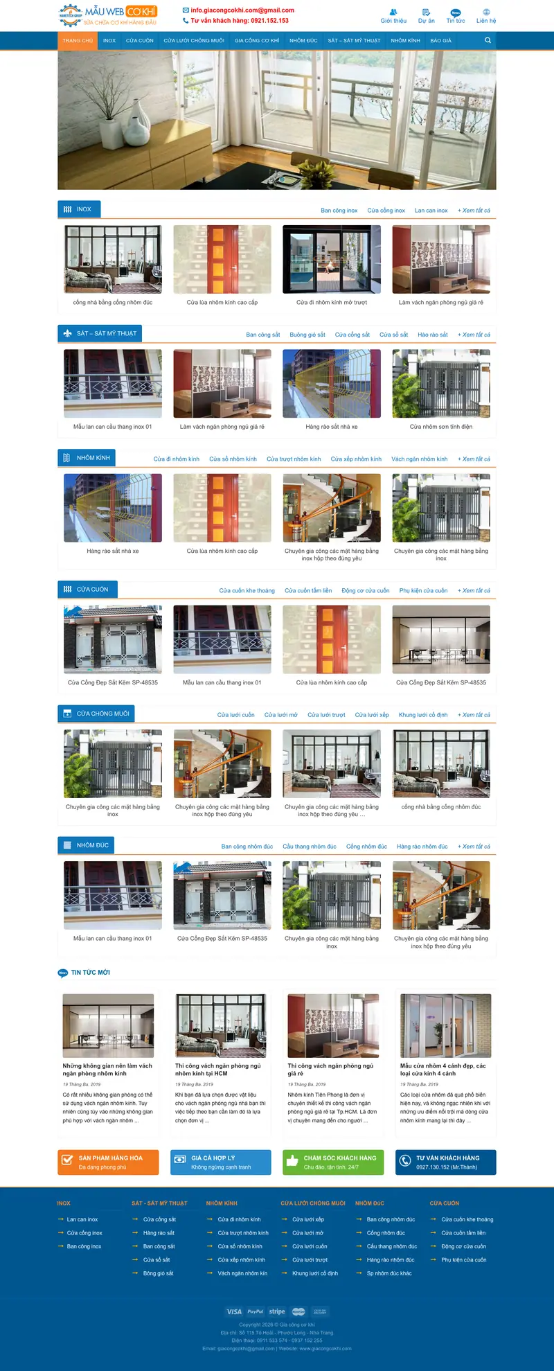 Mẫu web gia công cơ khí