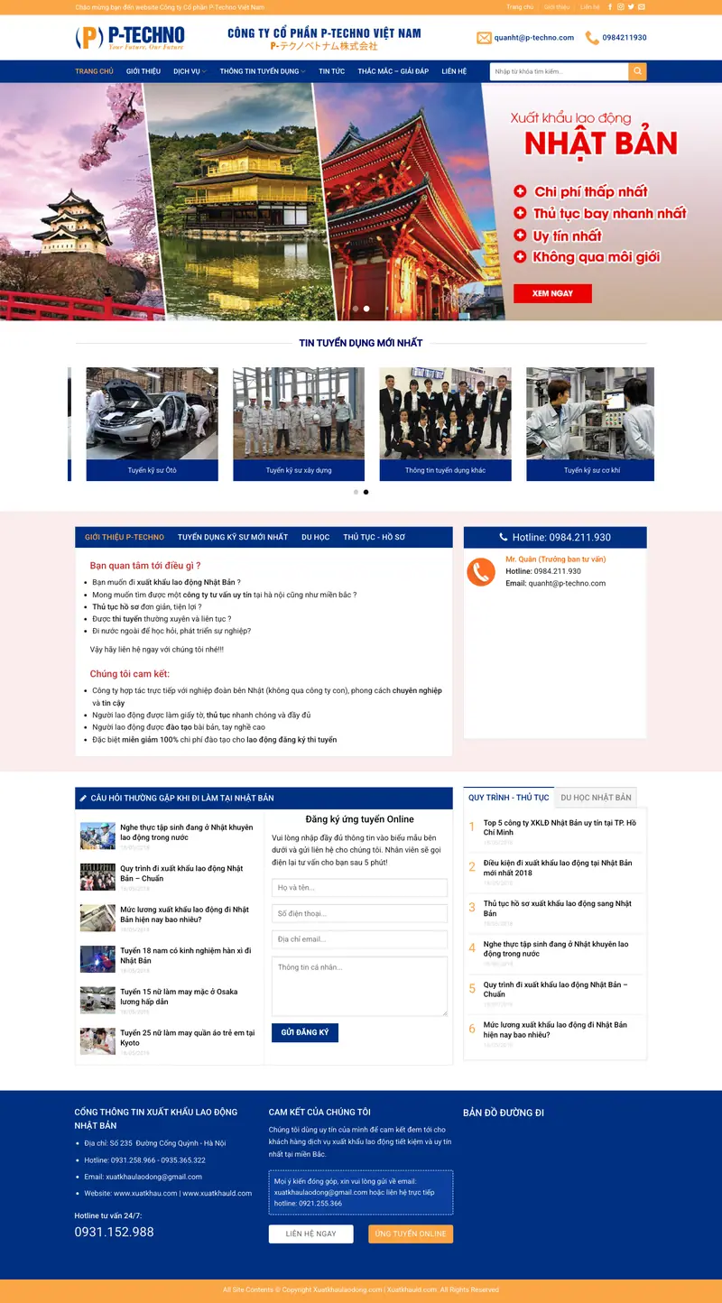 Mẫu web công ty xuất khẩu lao động