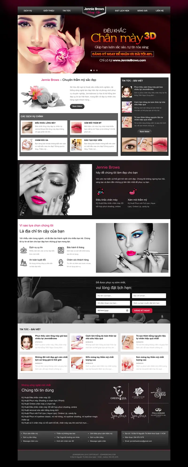 Mẫu web dịch vụ phun xăm