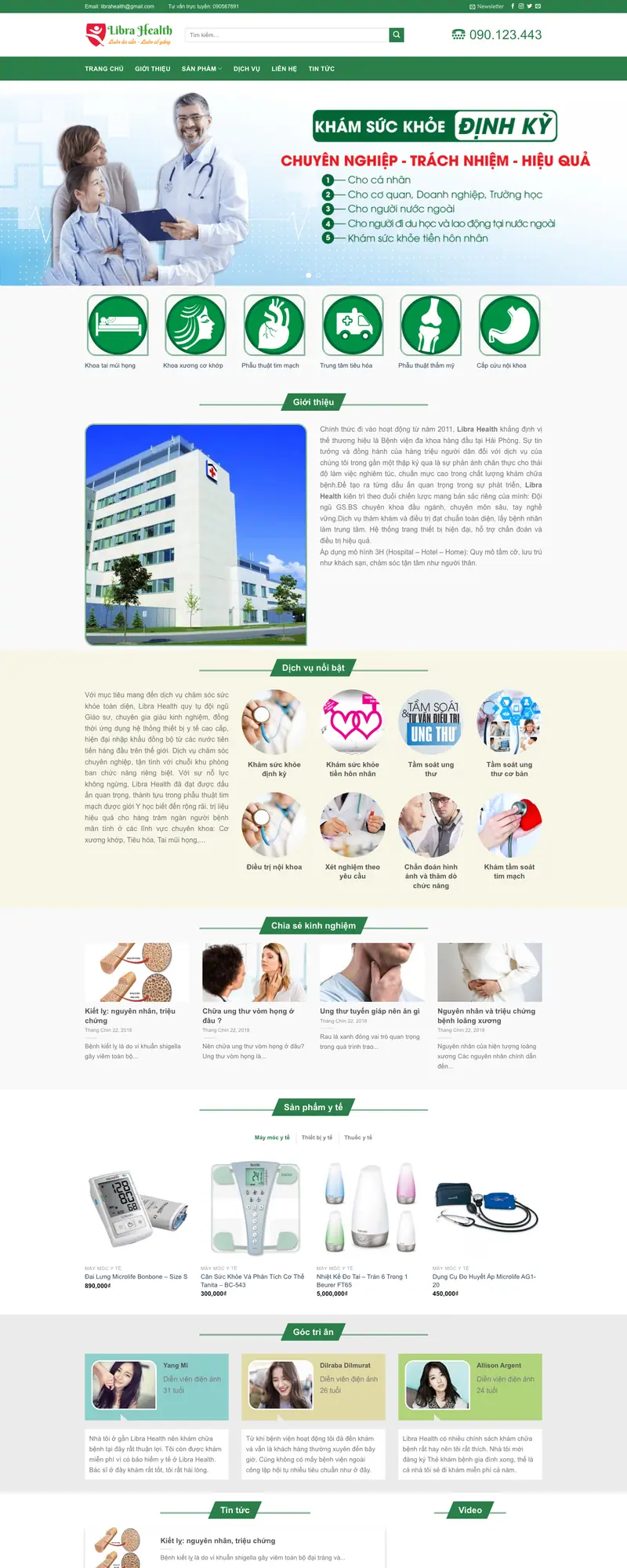 Mẫu web khám sức khỏe