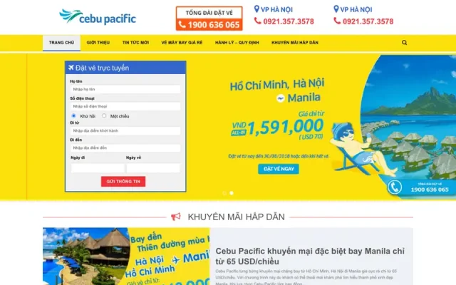 Mẫu web bán vé máy bay