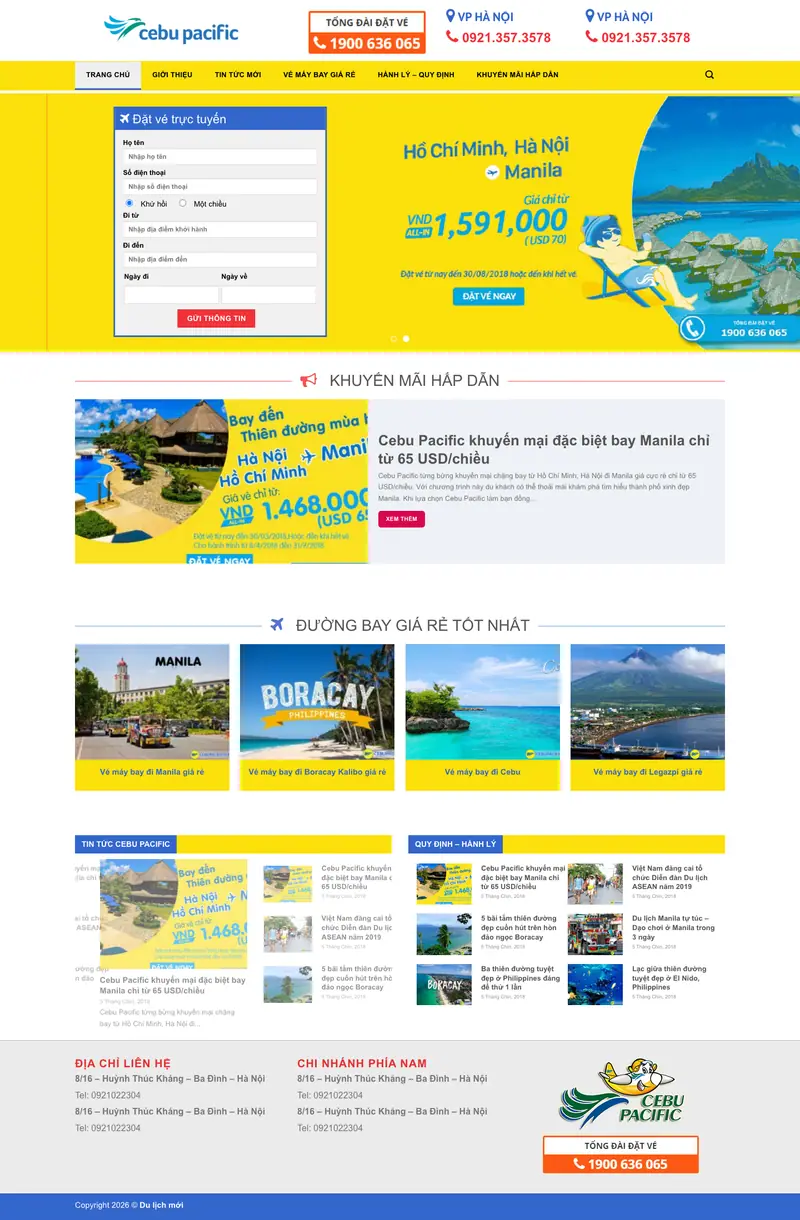Mẫu web bán vé máy bay