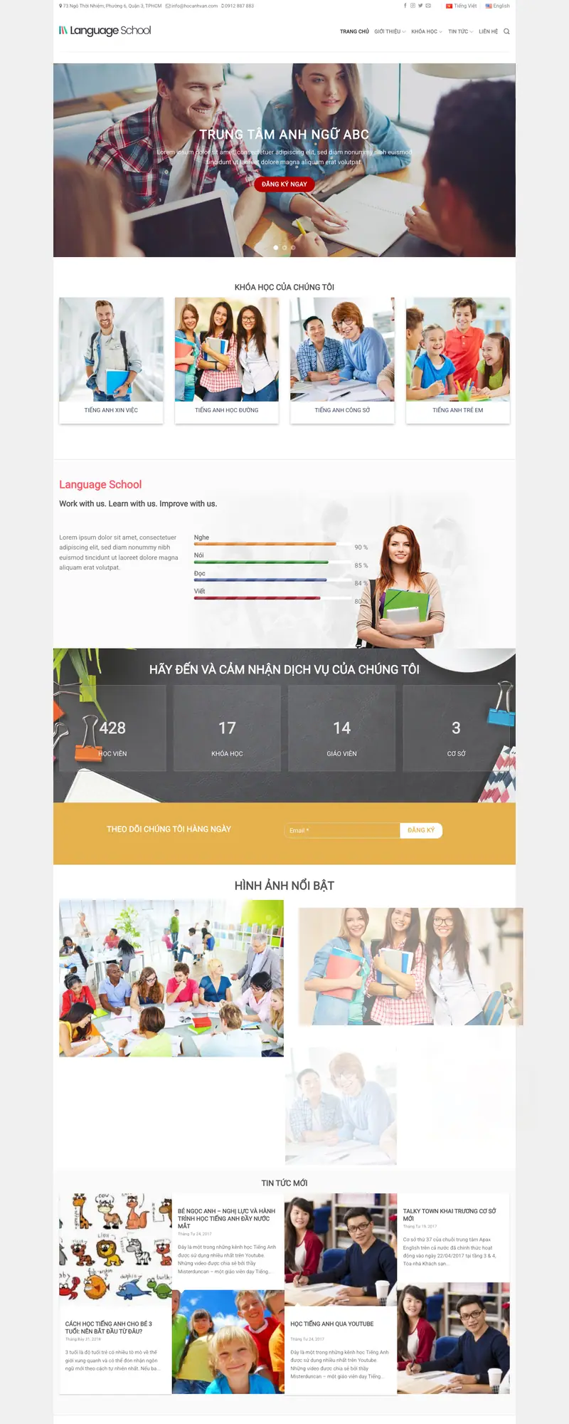 Mẫu web trung tâm anh ngữ