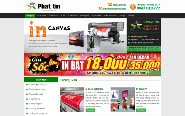 Mẫu web in ấn