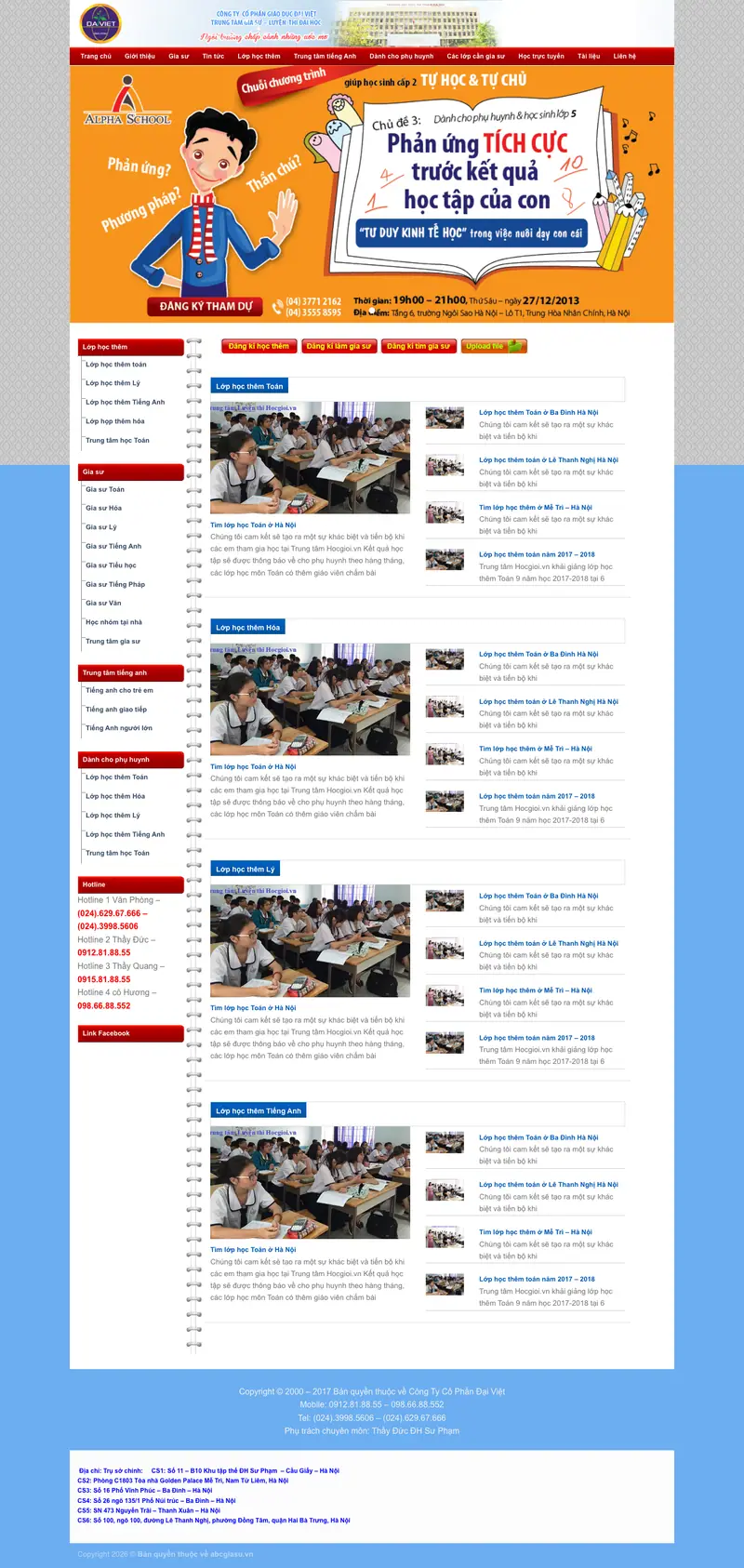 Mẫu web trung tâm gia sư