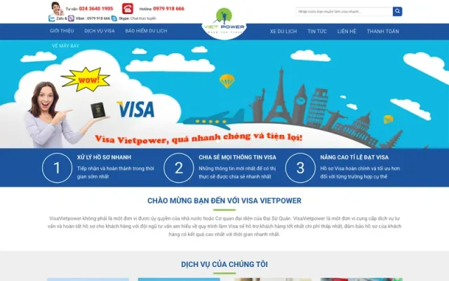 Mẫu web dịch vụ visa