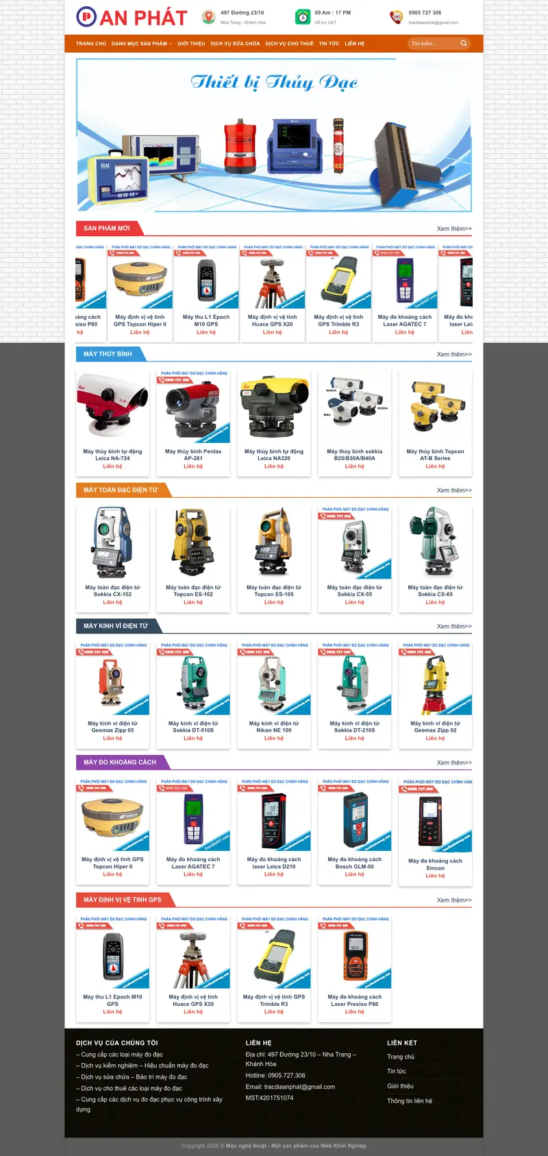 Mẫu web bán đồ trắc địa