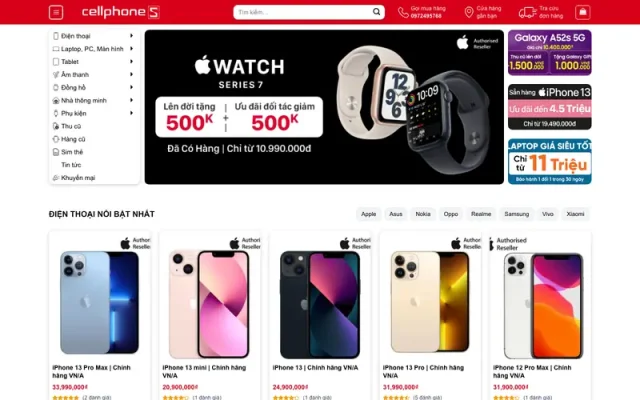 Mẫu web bán điện thoại 05 – cellphone