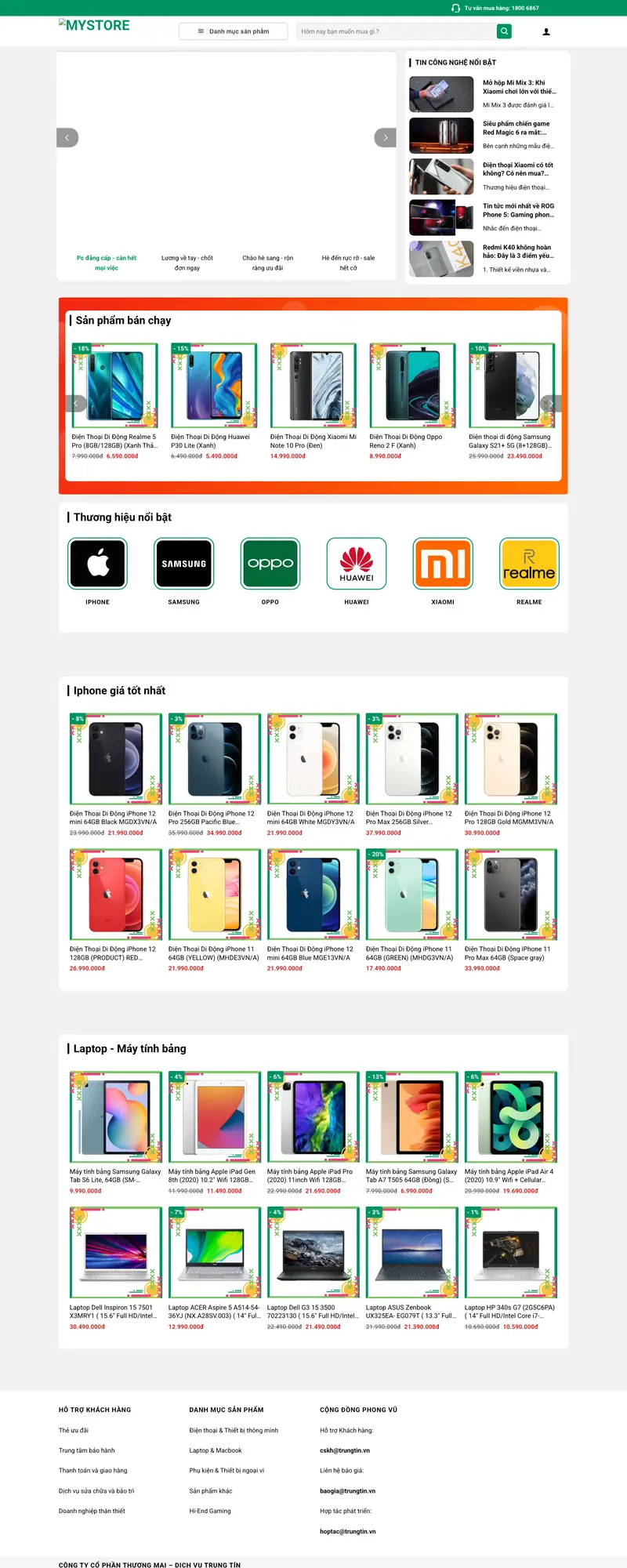Mẫu web bán điện thoại 03