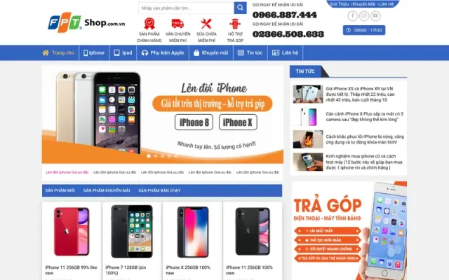Mẫu web bán iphone