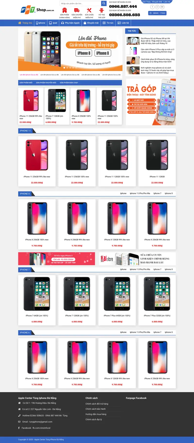 Mẫu web bán iphone