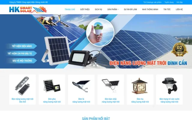 Mẫu web bán đèn năng lượng mặt trời