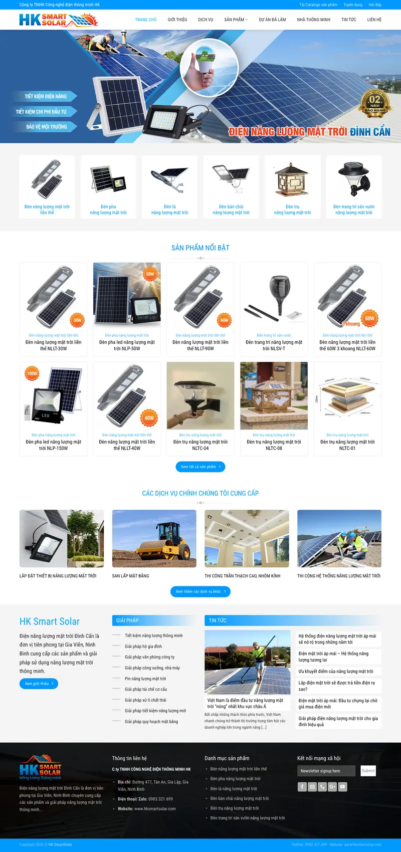 Mẫu web bán đèn năng lượng mặt trời
