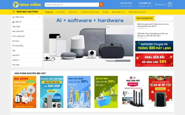 Mẫu web điện máy xanh