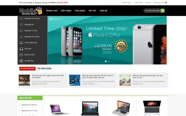 Mẫu web bán máy tính – laptop