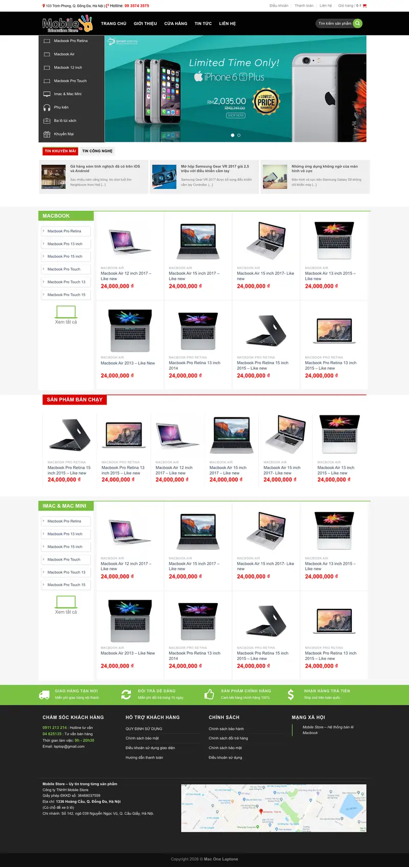 Mẫu web bán máy tính – laptop