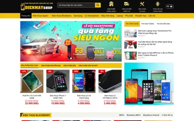 Mẫu web shop điện máy
