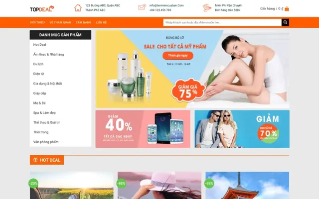 Mẫu web bán voucher giảm giá