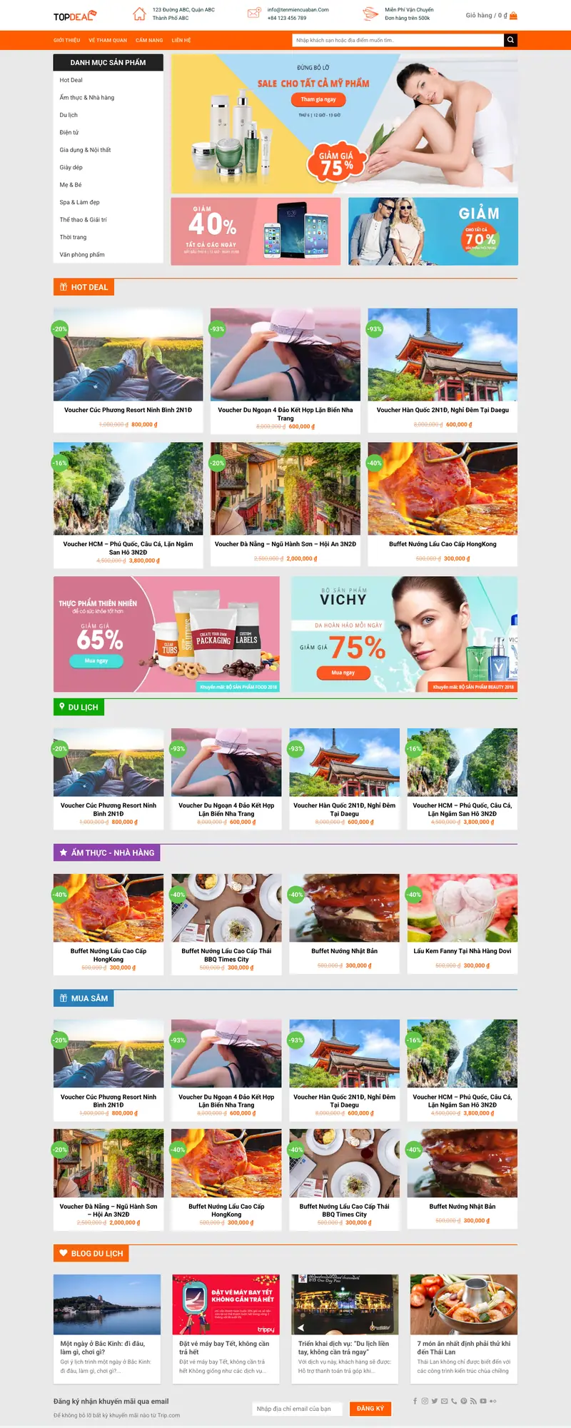 Mẫu web bán voucher giảm giá