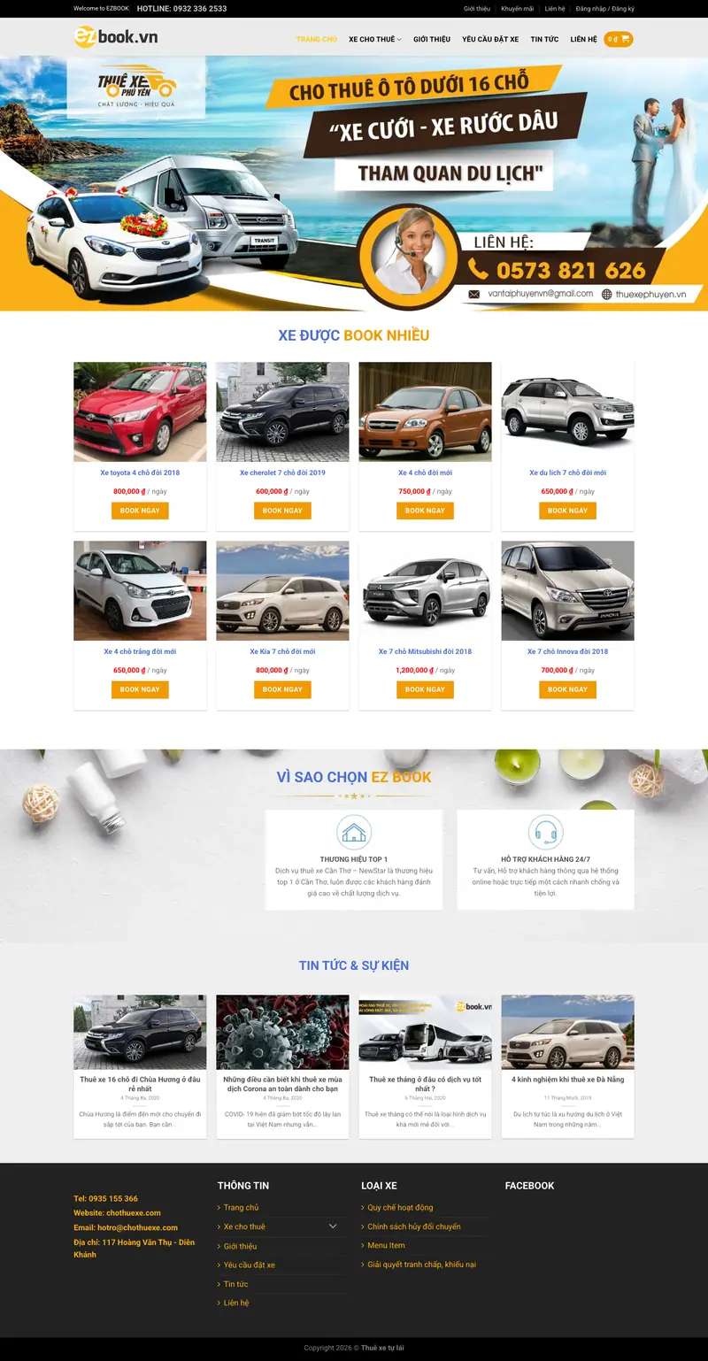 Mẫu web dịch vụ cho thuê xe 01