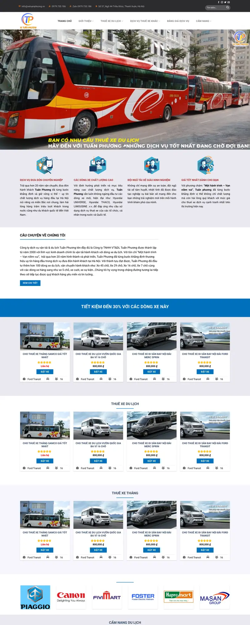 Mẫu web dịch vụ cho thuê xe