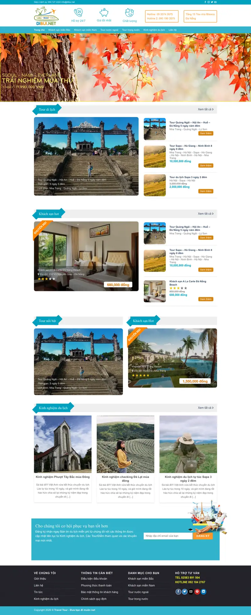 Mẫu web du lịch khách sạn 01