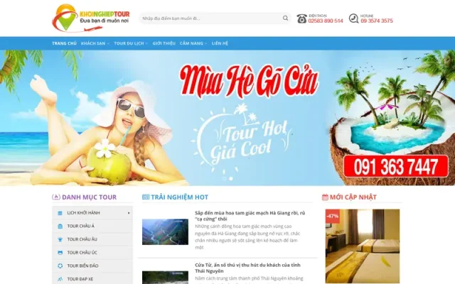 Mẫu web đặt tour du lịch
