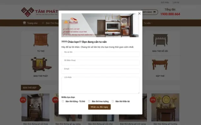 Mẫu web bán bàn thờ, nội thất
