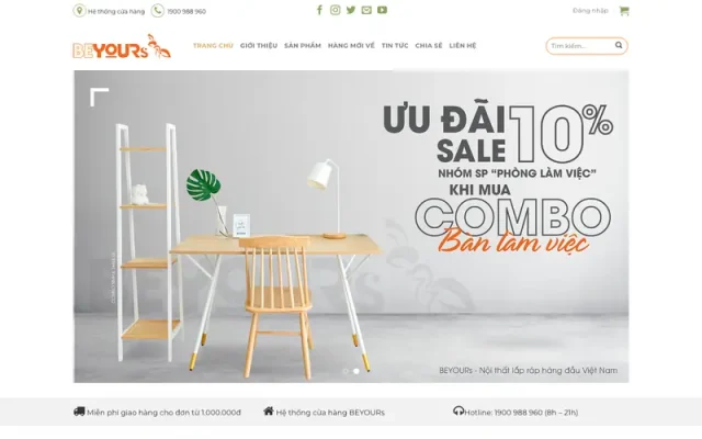 Mẫu web bán nội thất beyours