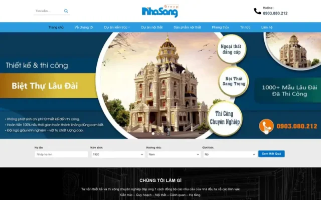 Mẫu web kiến trúc nhà sang