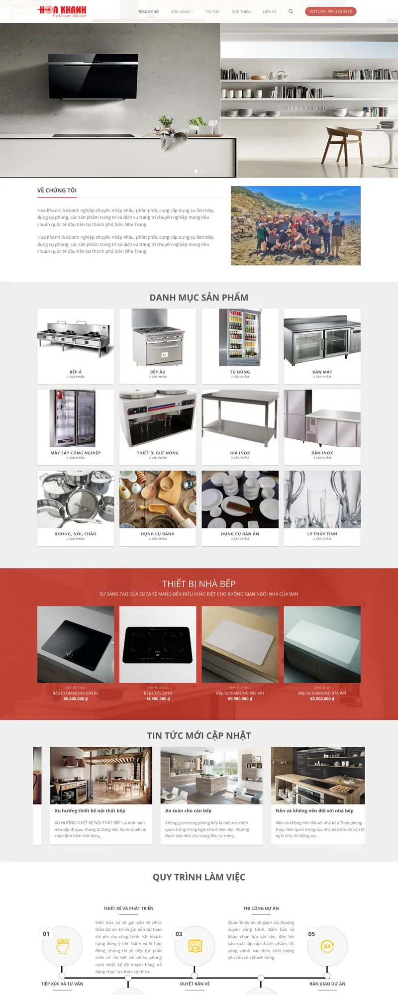 Mẫu web bán thiết bị bếp