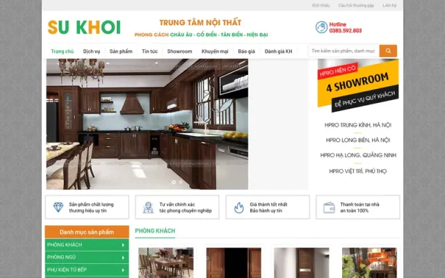 Mẫu web bán tủ bếp