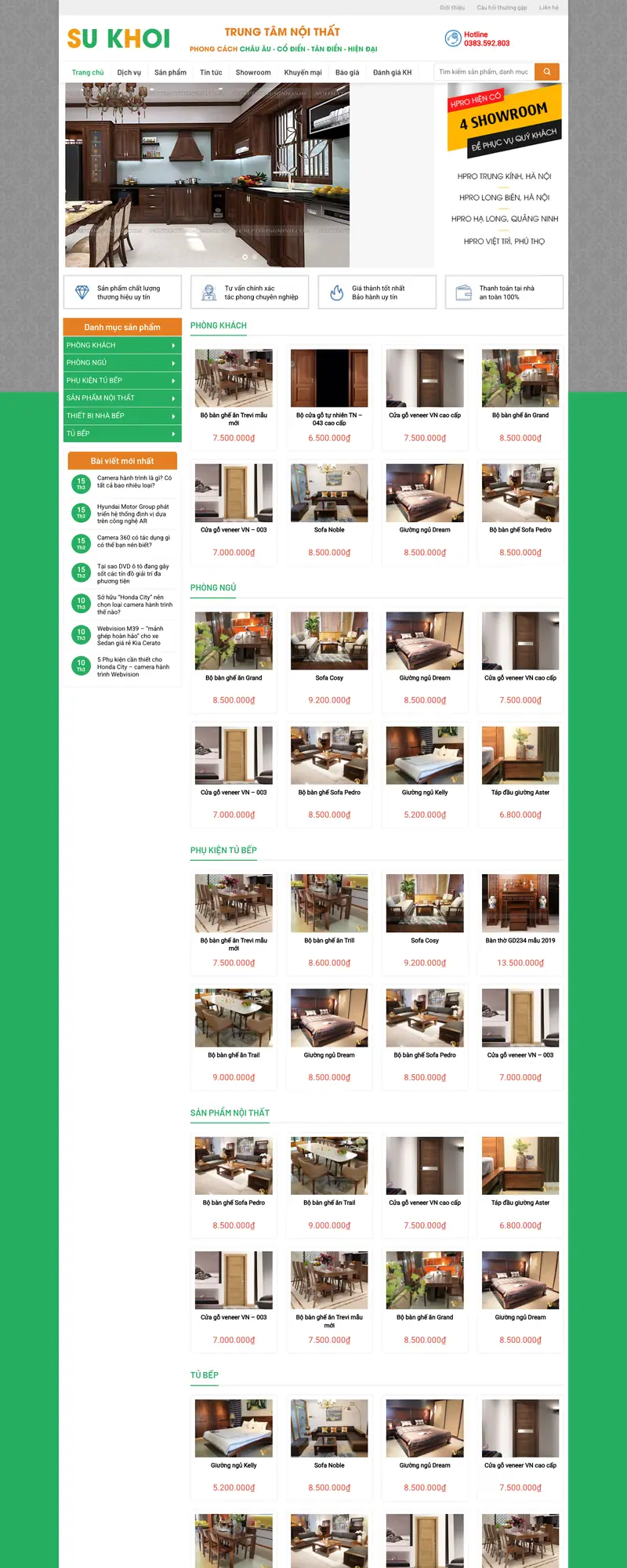 Mẫu web bán tủ bếp